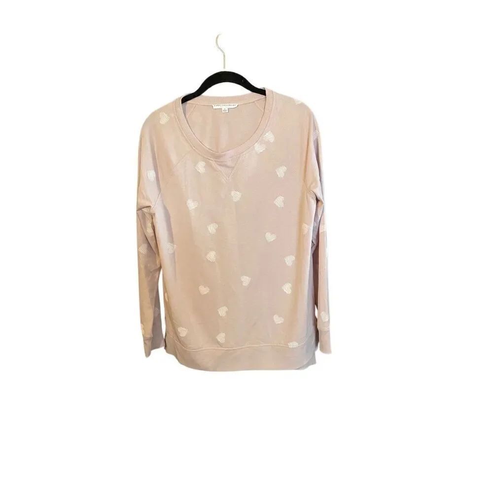 Jane and Delancey women’s pink pull over white heart sweater, size small